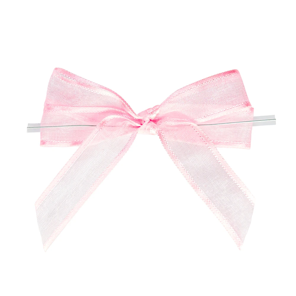 Custom Size Soft Double Layer Chiffon Ribbon Bow with Flexible Wire Tie for Gift Wrapping Crafts Decorations and Packaging