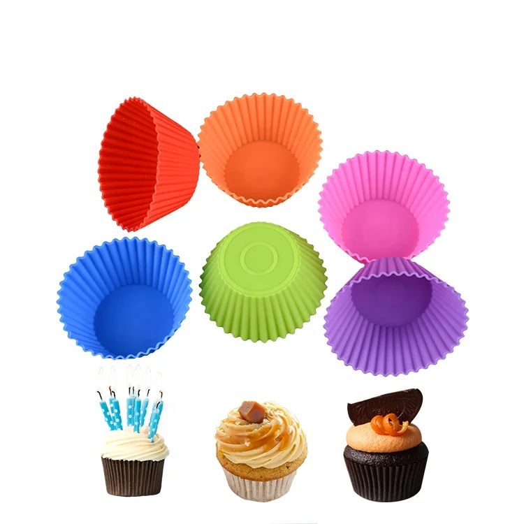 
Custom Baking Cups Cake Reusable Nonstick Round Muffin Silicone Cupcake Baking Mold 