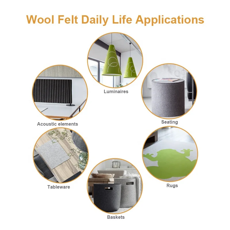 6 mm-25 mm 100% Merino Wool Felt Eco-friendly For Industry