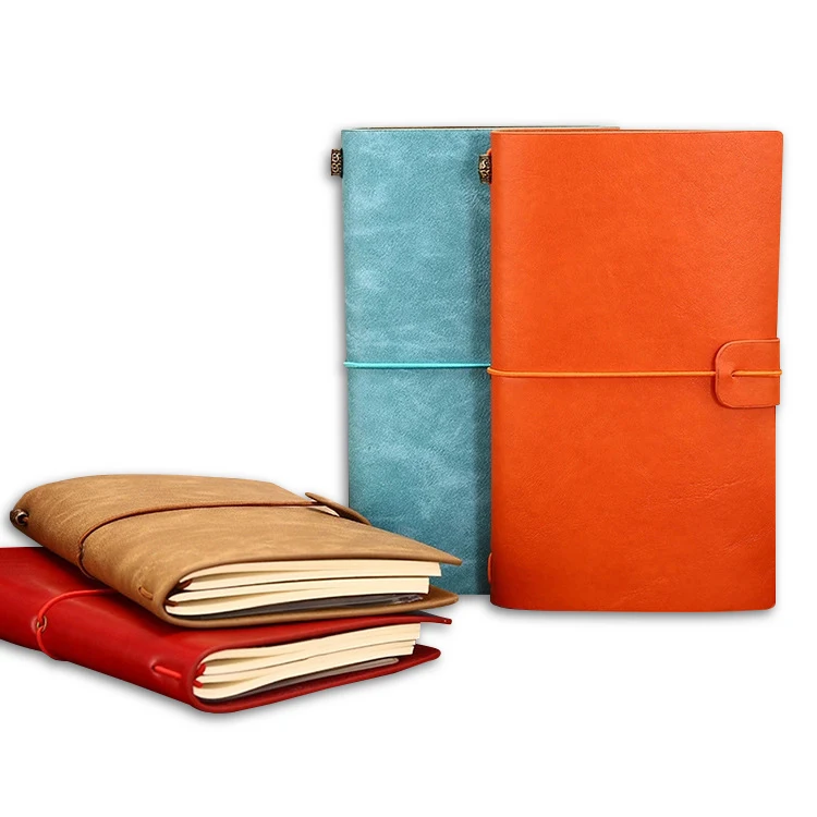 Antique Handmade Leather Refillable Notebook Kraft Paper For Gift