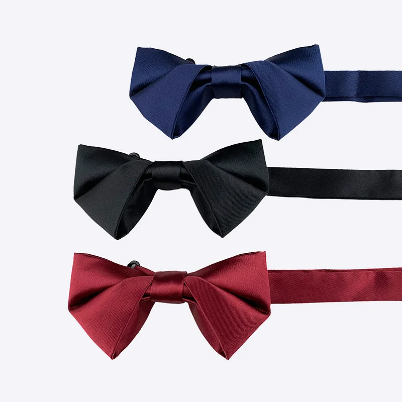 Wholesale Custom Logo Fashion Butterfly Party Wedding Bowtie Solid Color Polyester Jacquard Mens Bow Tie