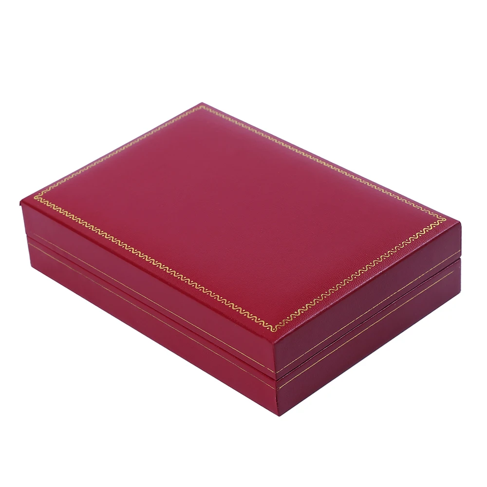 ZHIHUA Manufacturer Leatherette Paper Ring Pendant Packaging Custom Logo Jewelry Set Gift Box Luxury Red Leather Jewelry Box
