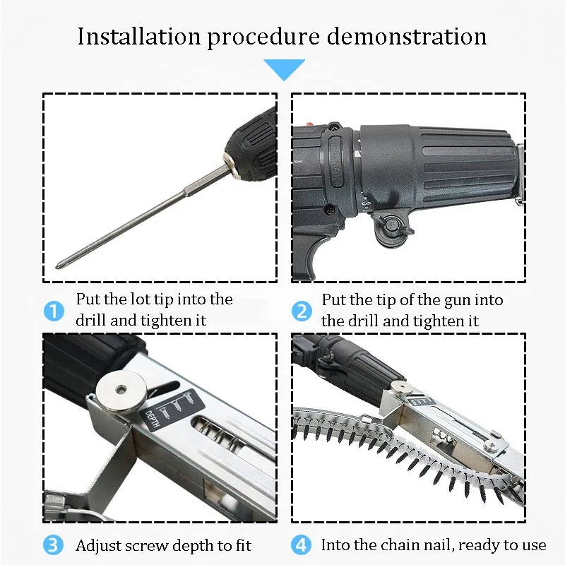 Automatic nail gun Electric screw chain strap screw gun head carpentry finishing drywall tools