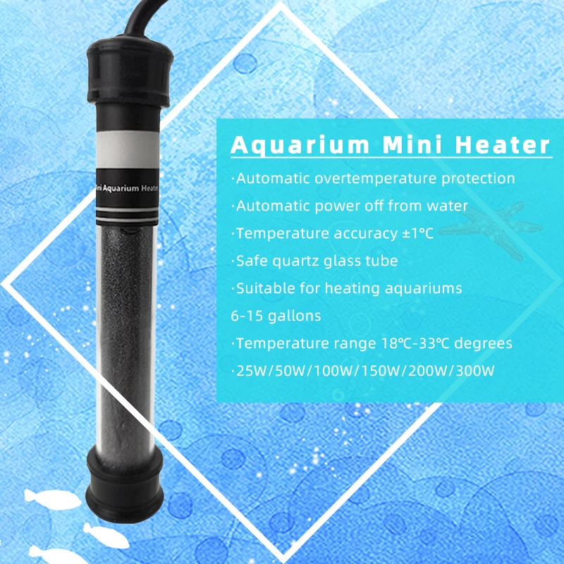 Digital Display Temperature Control Electric Heating Rod 25W 50W 100W 150W 200W 300W Quartz Water Heater for Fish Turtle Tank