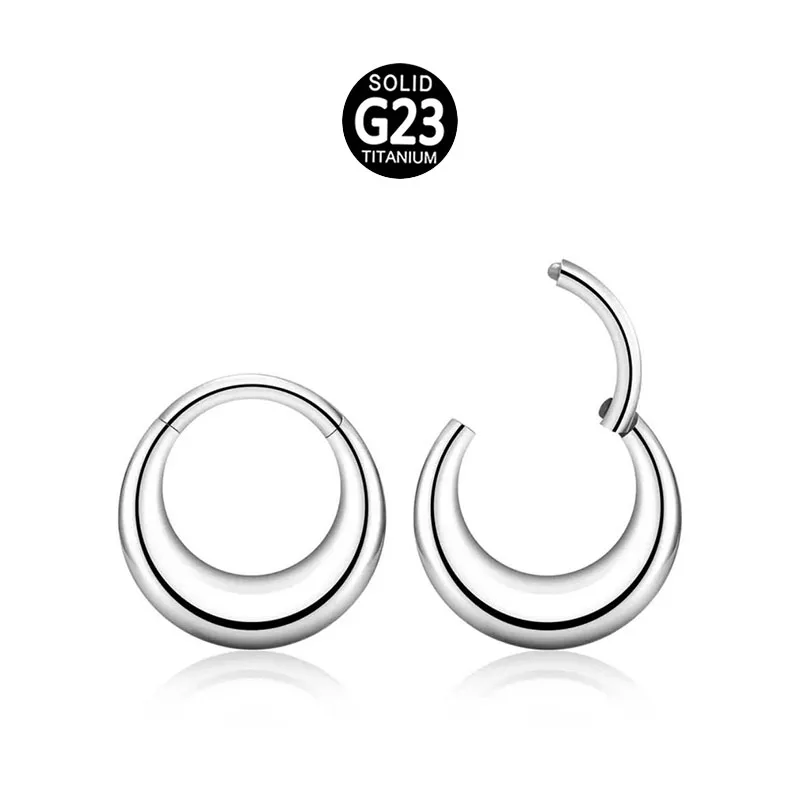 G23 F136 Titanium Large Semicircle Slope 16G 8mm 10mm Segment Clicker Septum Nose Ring Hoop Rook Daith Tragus Cartilage Earrings