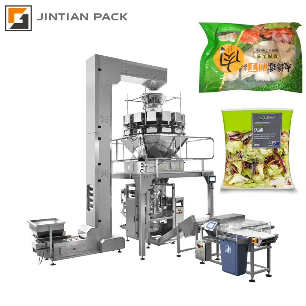 CE automatic steak chicken legs freezing fish food weighing frozen food packing machine 10/14 heads weigher