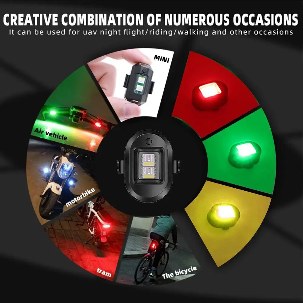 New Shake Sensor 7 Colors Motorcycle Warning Signal Lamp  Flashing Lights For Vehicle Drones Aircraft UAV Night Navigation Lamps