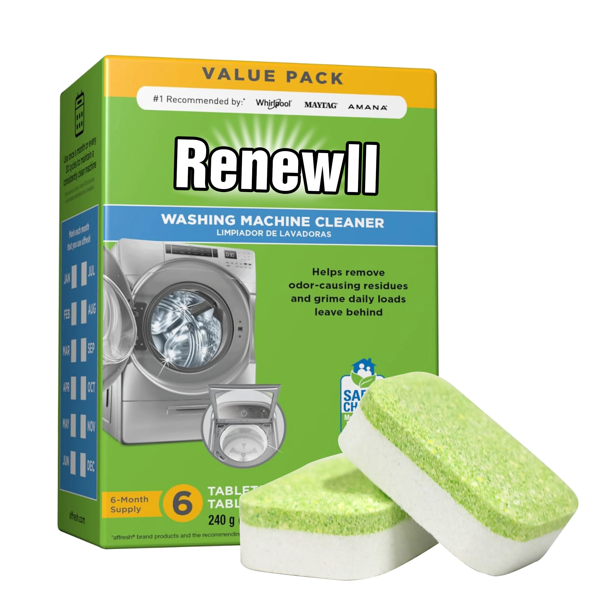 Factory  Environmentally friendly kraft paper wrapped in individual washing machine cleaner tablets