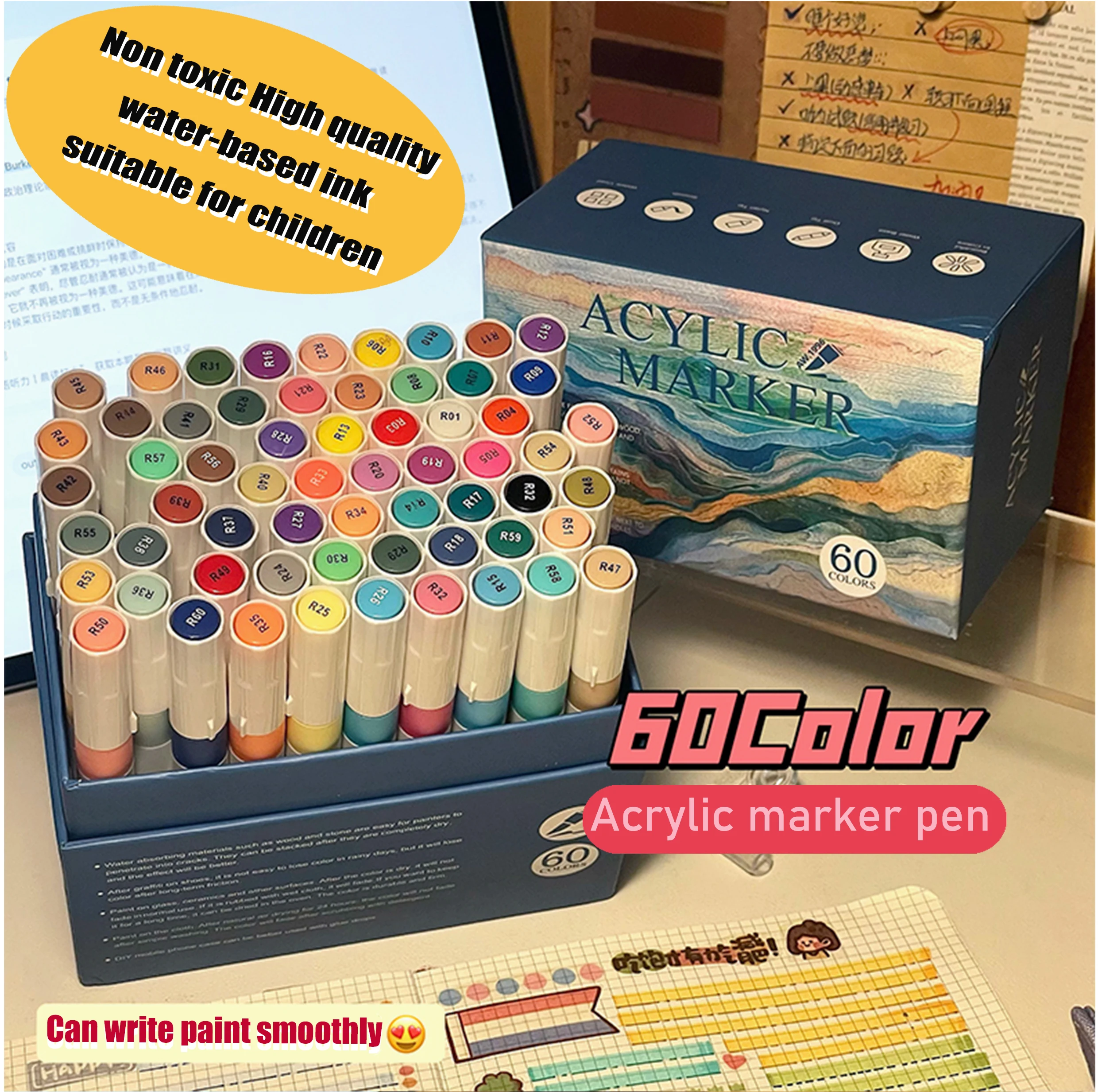 stationery items wholesale cheap paint colors wood doors 80 pcs markers acrylic pen soft nib fabric non toxic markers for skin