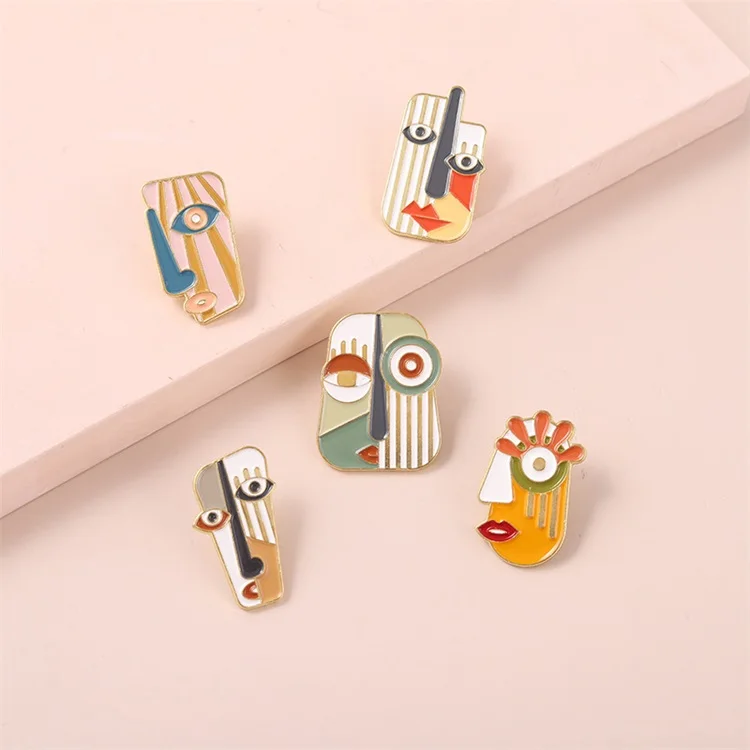 Fashion Jewelry Brooches Custom Enamel Pin For Man Womens Abstract Oil Painting Funny Face Broche Aesthetic Charmssleeve Badges