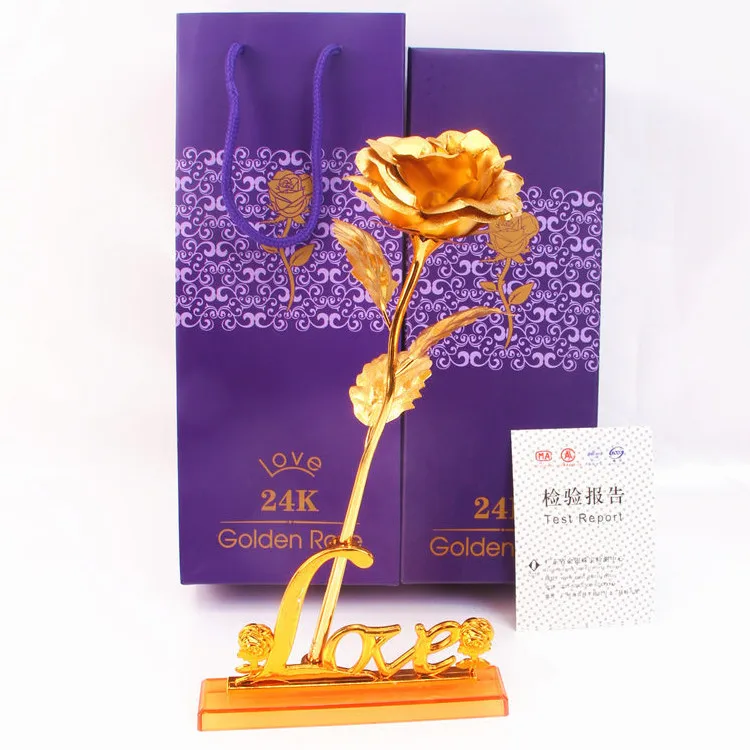 New Design Violet Blue Red Gold Rose 2021 Artificial Preserved Rose Flower Box Valentines Gift Set