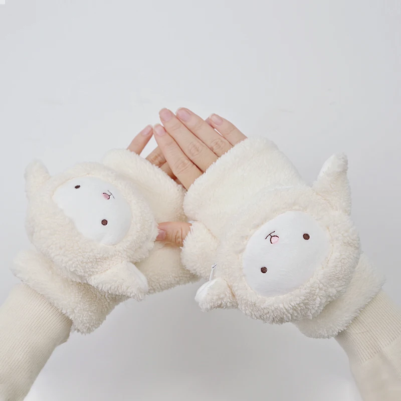 Cute Sheep Winter Gloves Rechargeable Portable Hand Warmer Battery Powered Heated Gloves Plastic Heating Wire Free Size 2 Levels