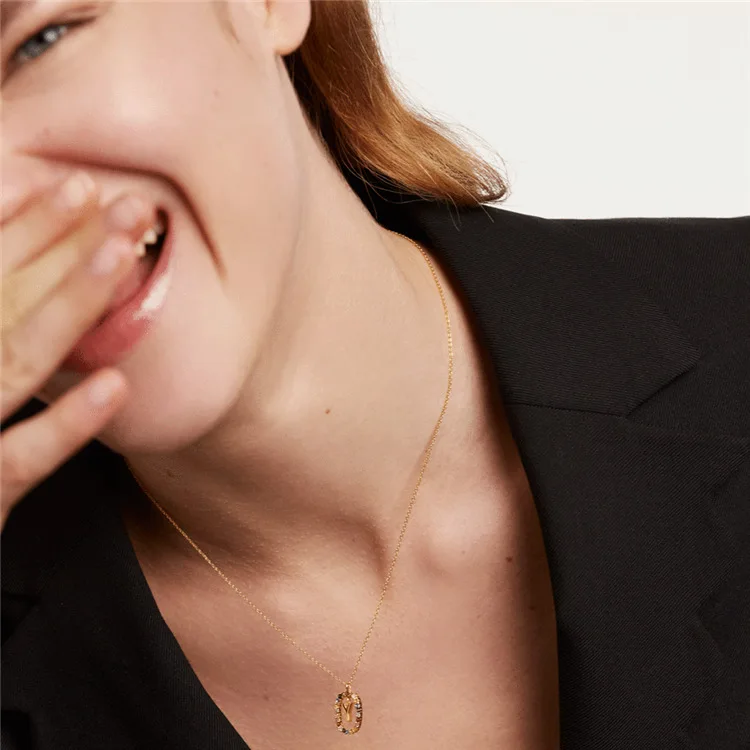 Trendy Gemstone Alphabet Necklaces 925 Sterling Silver Initial Letter Gold Plated Colorful Zircon Pendant Necklaces Wholesale