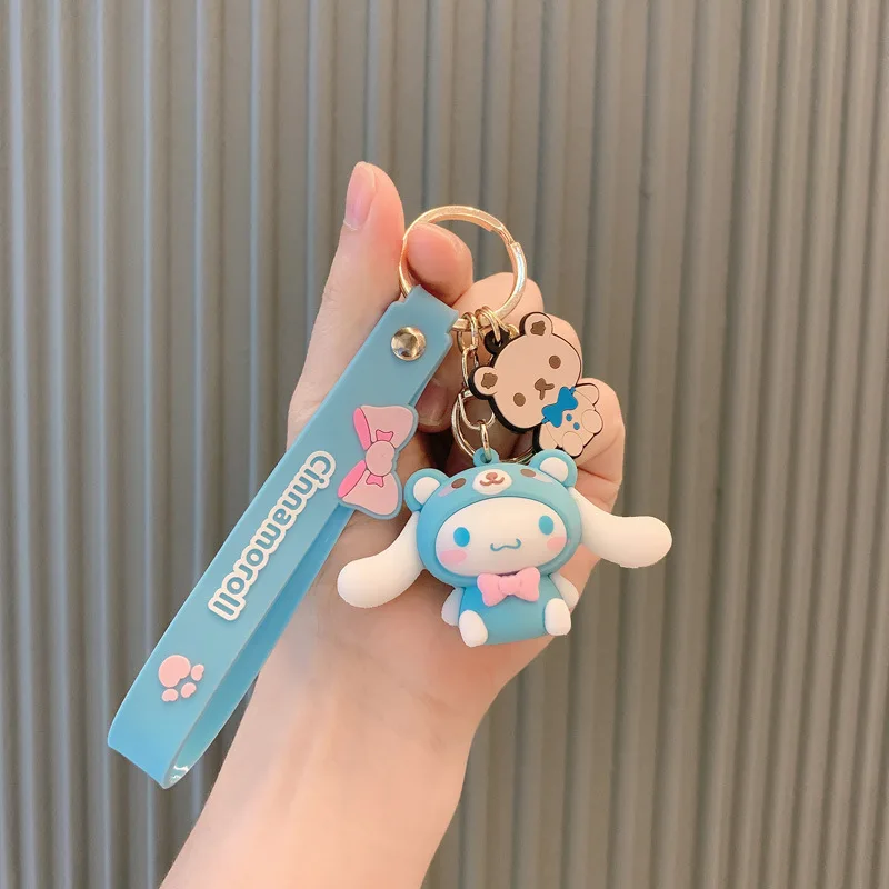 Wholesale Promotional Custom 3d Cute Keychain  Big-Eared Dog Frog Rubber Key Chains with Metal Key Ring