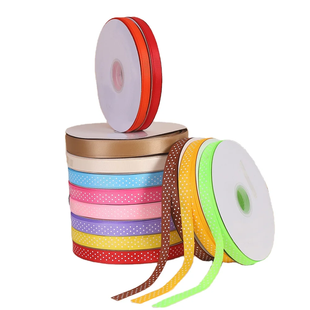 Custom 16mm 5/8 inch Polka Dot Polyester ribbon Fresh Flower Bouquet Packaging Ribbon Birthday Cake Baking Gift box ribbon
