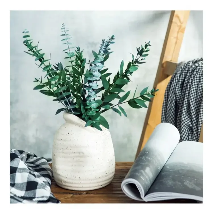 Real Touch Artificial Eucalyptus Leaves High Quality 3 Branches Plant For Home Decor