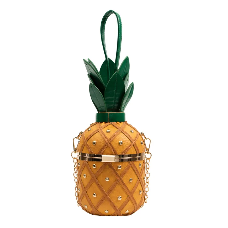 New popular versatile chain crossbody bag personalized niche portable pineapple shaped bucket shoulder bag