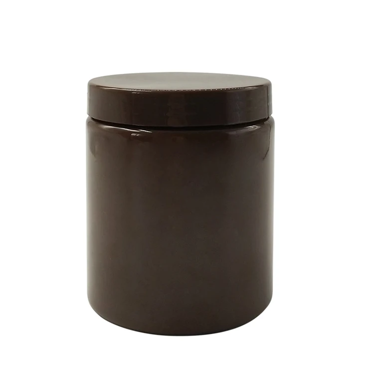 Wholesale Custom Brown pet cosmetic plastic Food Jar With Gold Aluminum Lid