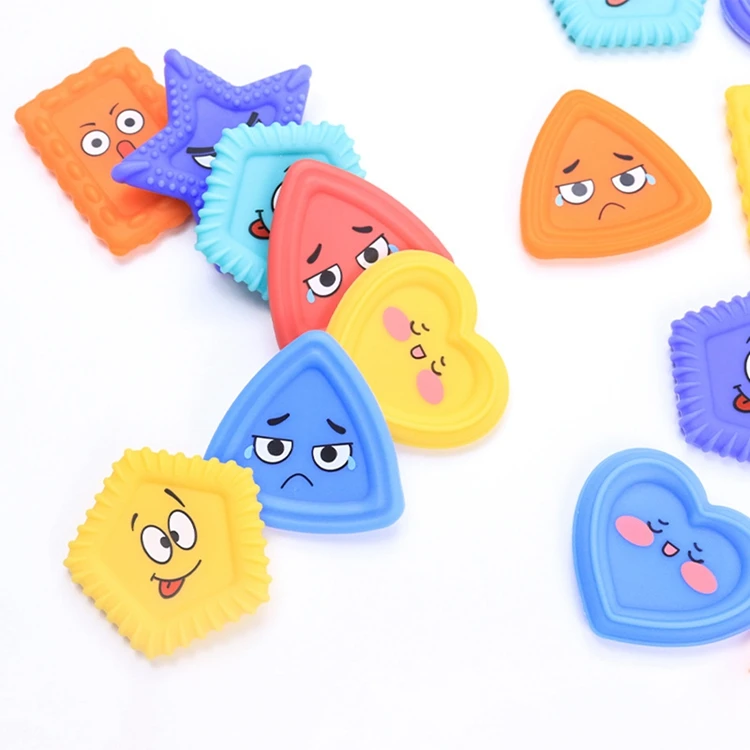 Soft Silicone Decompression Toy 6 Pieces Shape Cognition Sensory Texture Toys With Expression