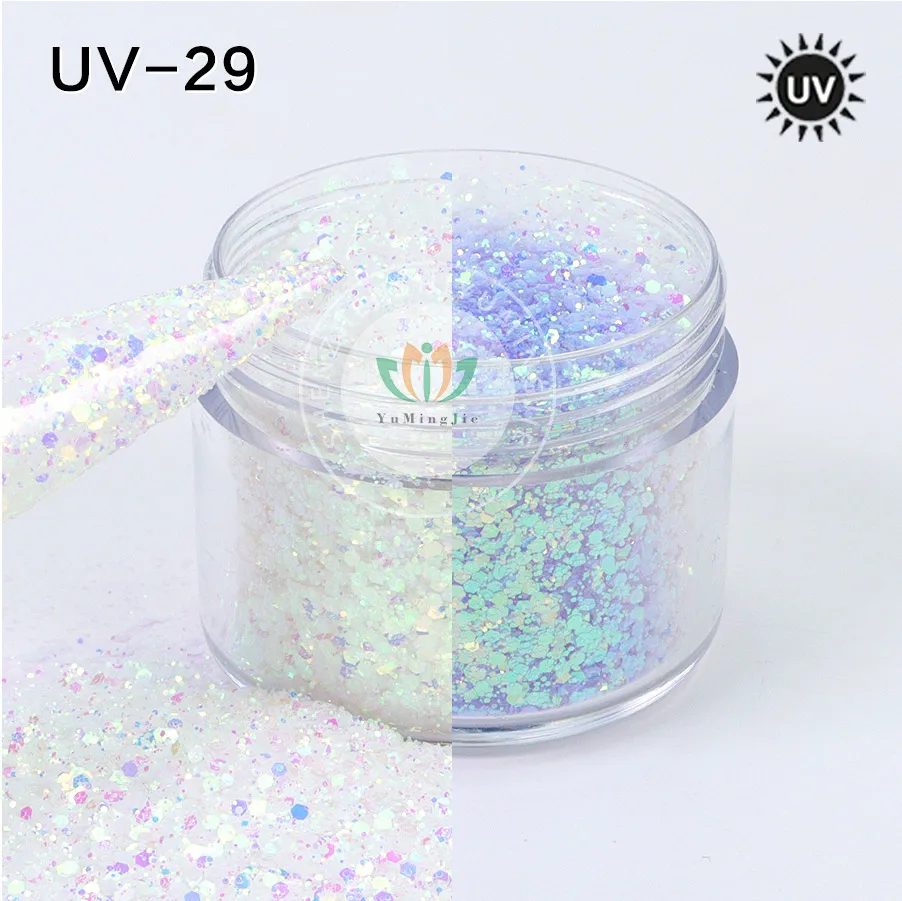 Wholesale Bulk Photochromic Chunky Mix UV Glitter Powder For Nail Art
