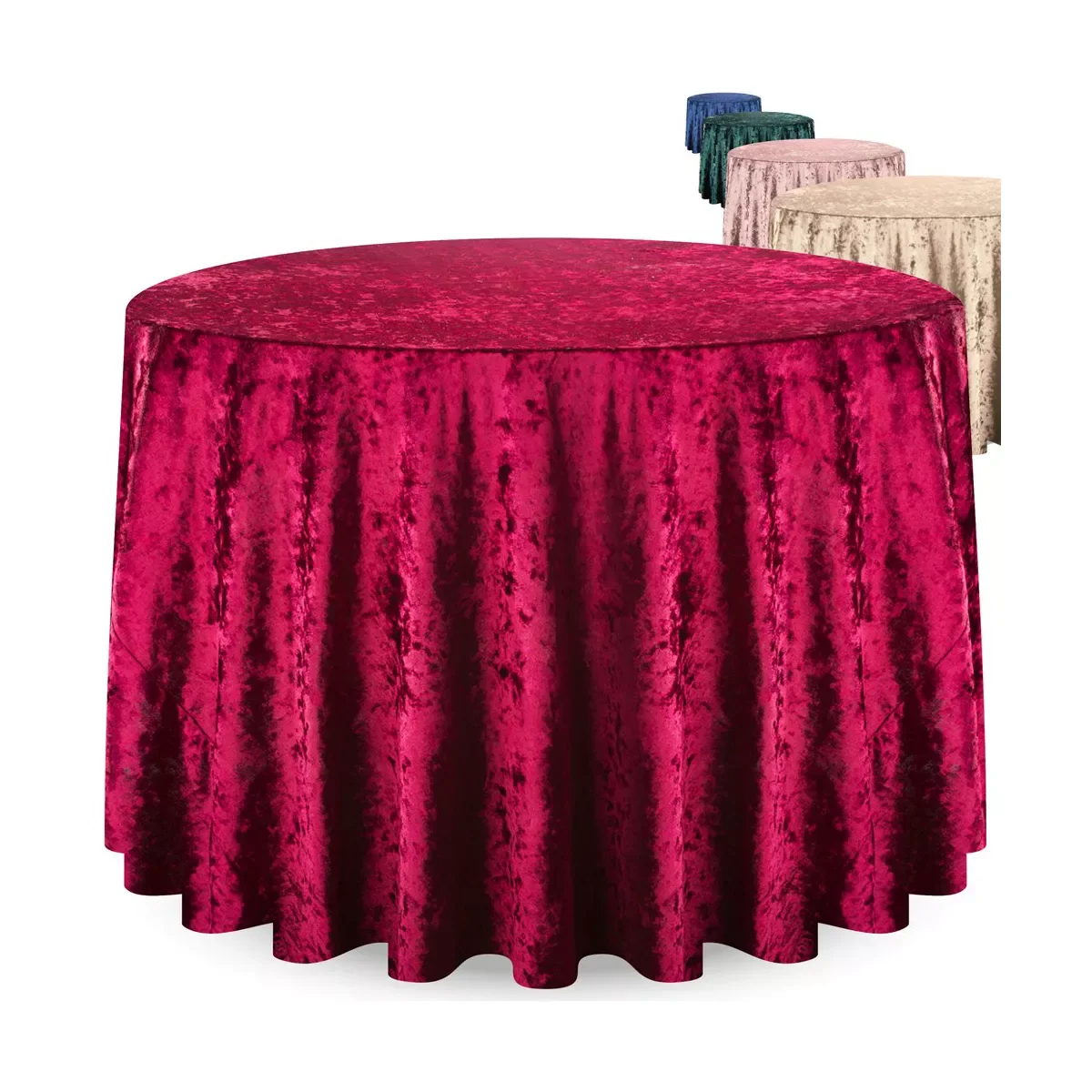 Elegant Round Table Cloth - Made With Fine Crushed-Velvet Material, Beautiful Burgundy Tablecloth With Durable Seams