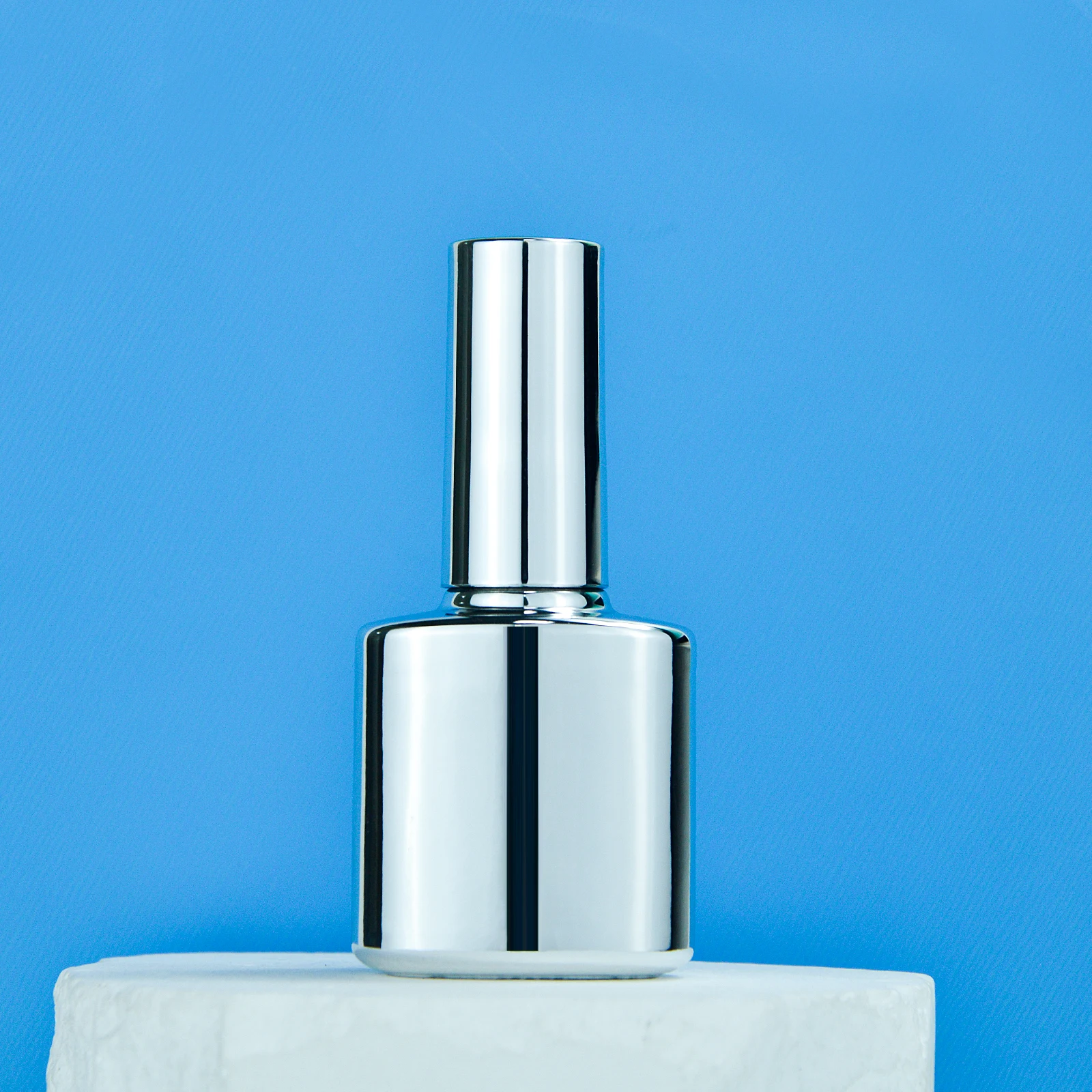 Factory OEM Custom Empty Uv Gel Nail Polish Glass Bottle With Cap Flat Dupont Brush Guangzhou Electroplate Plating Silver Bottle