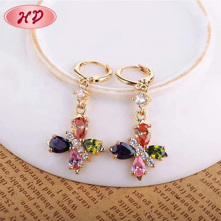 Muslim Jewelry Gold Crystal Drop Jewellery Earring For Gift