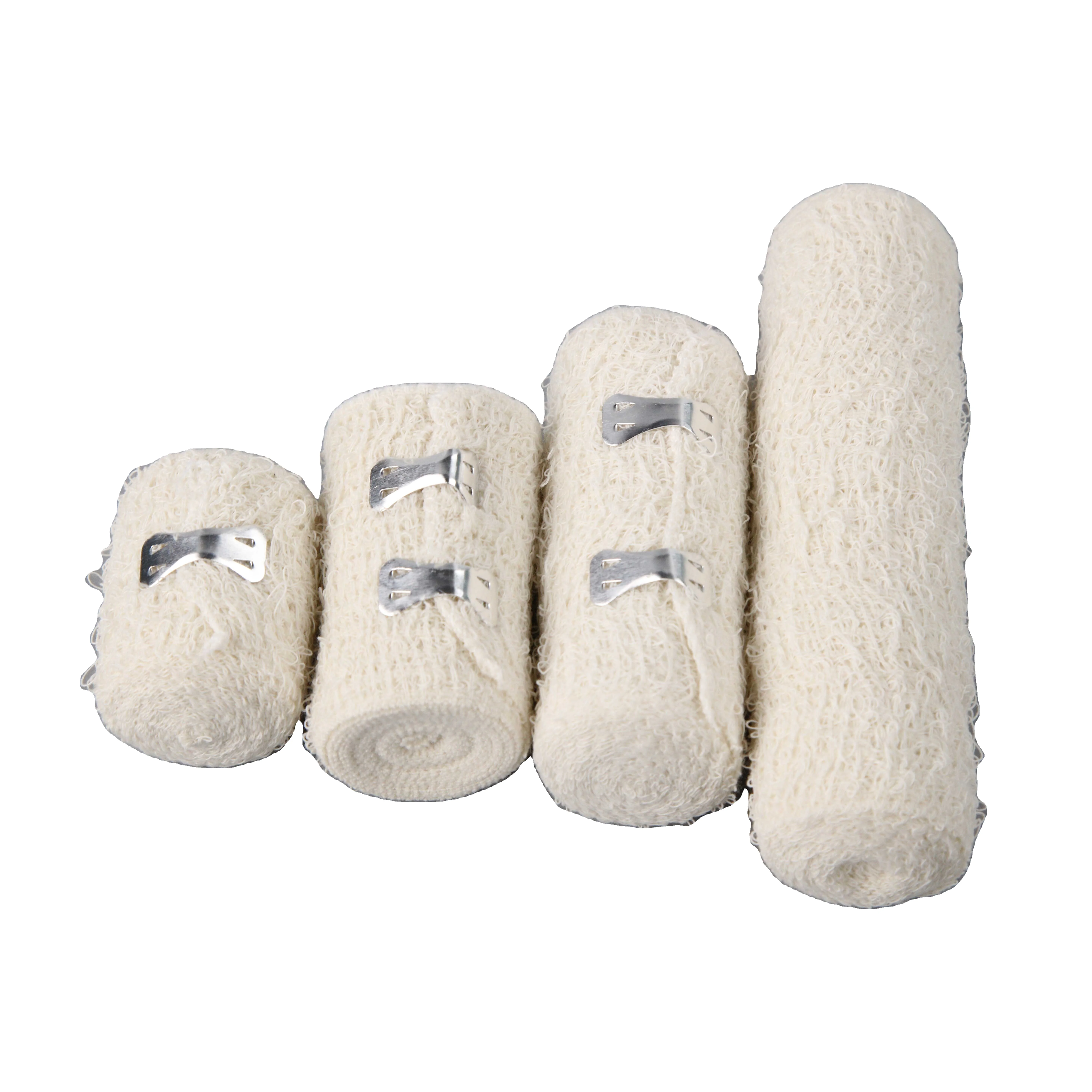 Factory Direct Medical Stretchy Natural Color Elastolite  Cotton Crepe Bandage with metal clips