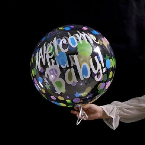 Transparent Happy Birthday Bobo Ball Fashion Round Bobo Balloon Indoor and Outdoor Birthday Party Decoration