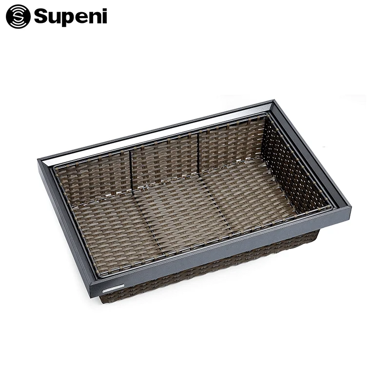 SUPENI Wardrobe Grey Color Drawer Sliding Storage Rattan Basket in China