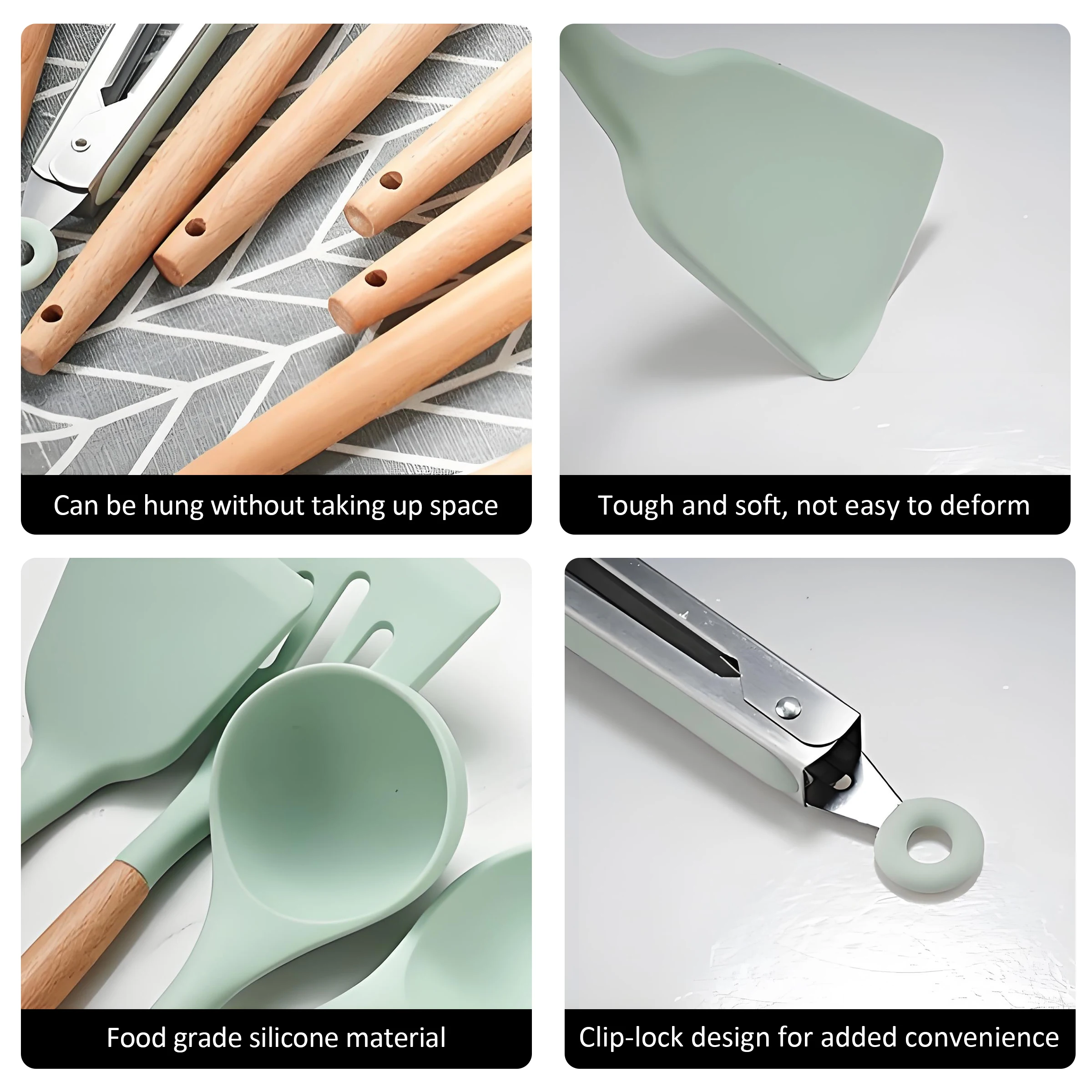 Kitchen Utensils Set-12 Pieces Silicone Cooking Utensils Set Heat Resistant Spatula Set, Nonstick Cookware