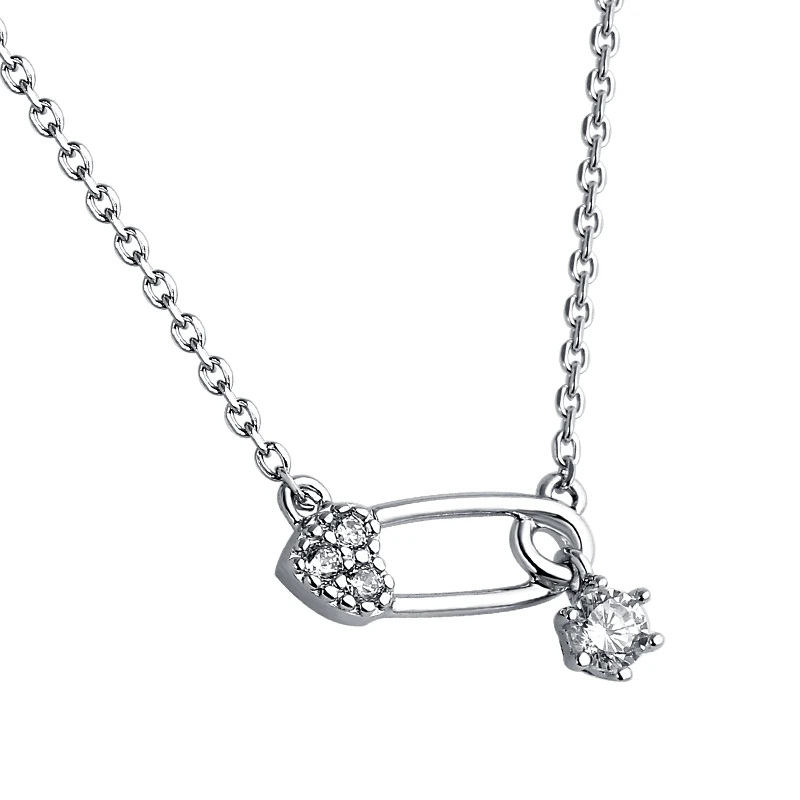 Sterling silver chain pin necklace clavicle love paper clips for women adorn article