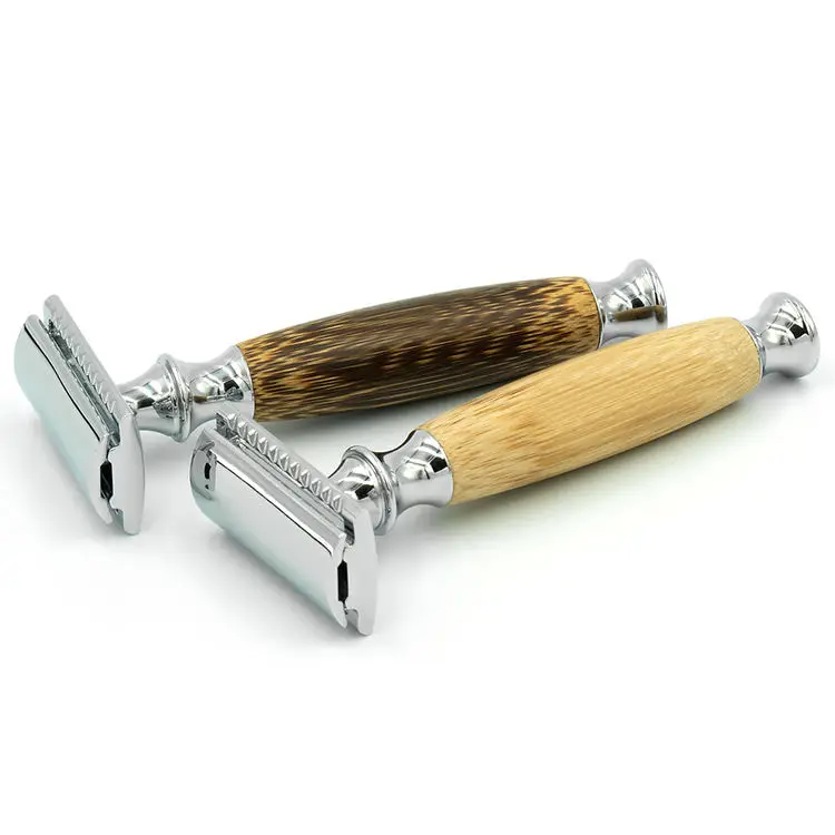 Customized logo bamboo razor with engraving logo Bamboo Wood Handle Shaving Safety Razor Double Edge Safety Razor