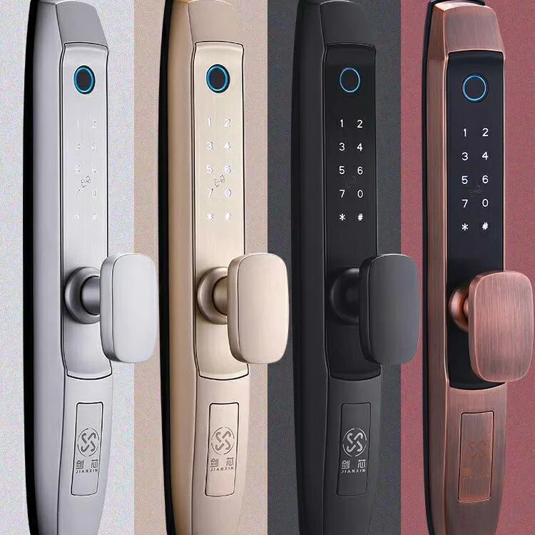 Смарт-замок дверной с дистанционным управлением через приложение для идентификации лица и отпечатков пальцев