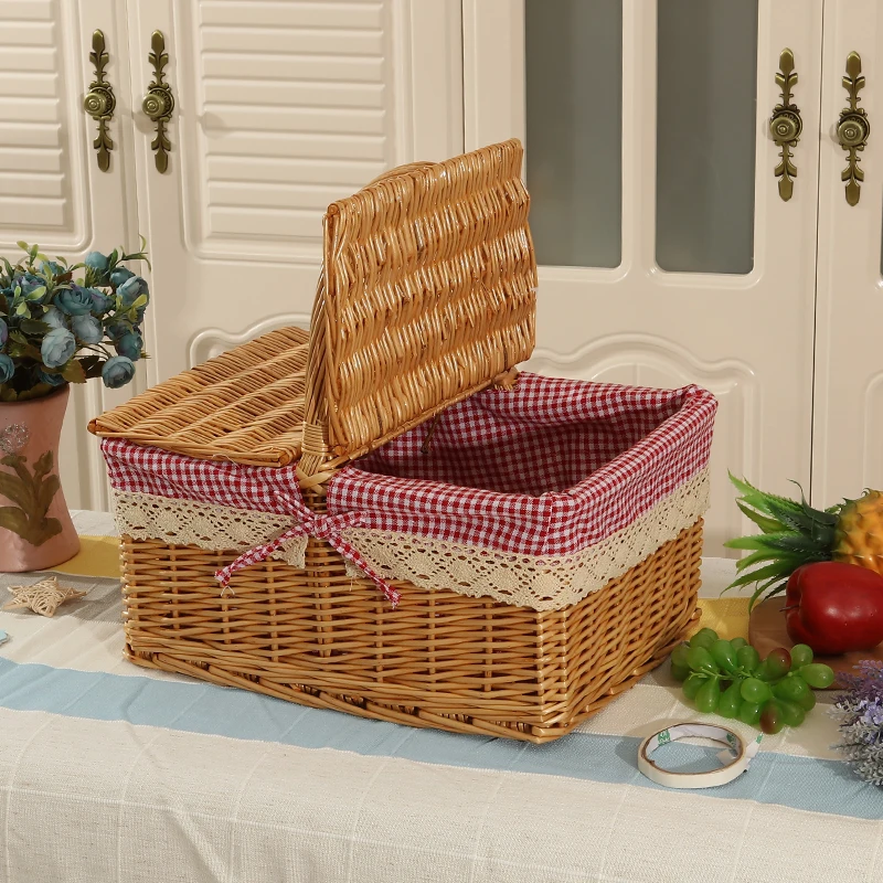 Simple Storage Bins Box Storage Tote Weave Basket Plastic Rattan Wicker Storage Basket