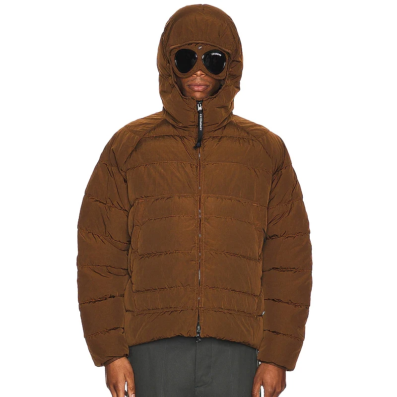 OEM Long Sleeve Googles Hooded Mask Quilted Puffer Jacket Men