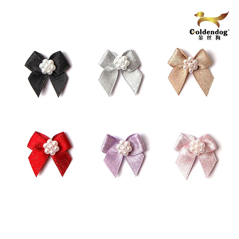 Mafolen Handmade Bra Underwear Accessory 2.5cm Pearl Gift Mini Ribbon Bows Tie For Lingerie Decoration