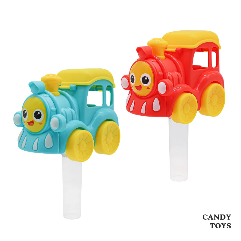 Cheap Candy Toys Funny Cartoon train Hand Fan Kids Hard Candy hot car