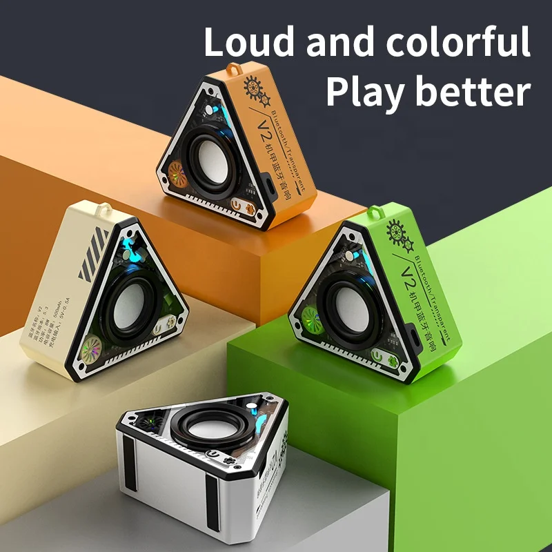 V2 Mecha triangle shape Wireless Speakers Outdoor Stereo Portable tws Mobile phone Speaker for Christmas Promotional Gifts