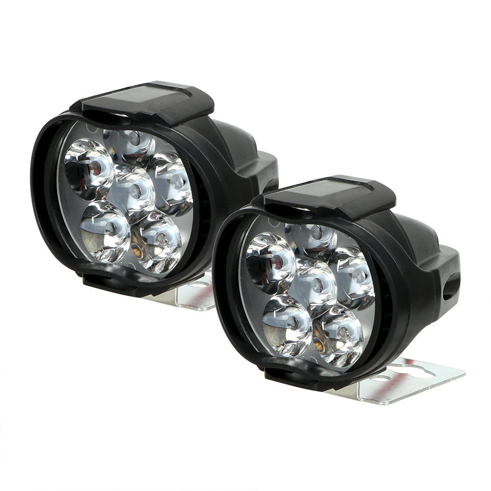 2Pcs Motorcycles Headlight 6500k White Super Bright 6 LED Working Spot Light Motorbike Fog Lamp 1200LM LED Scooters Spotlight