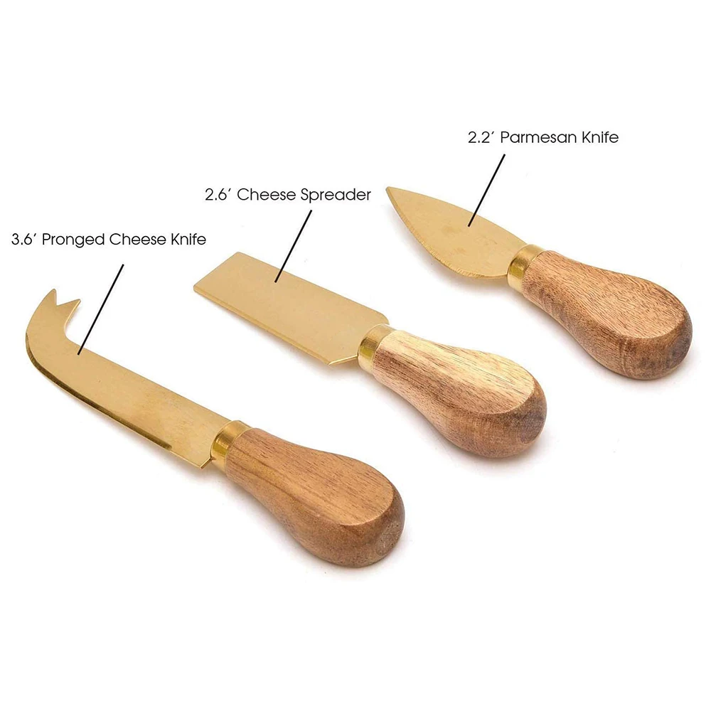 Wood Cheese Boards Set Knife Natural Acacia Serving Platter Cheese Acacia Cutting Board Set with Knives