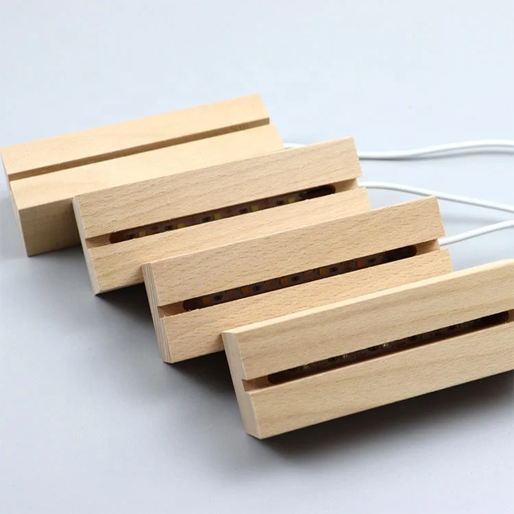 2022 Creative Solid Luminous USB Switch Night Light Base 3D Acrylic Lamp Led Wooden Base Wood Led Light Bases for Decoration