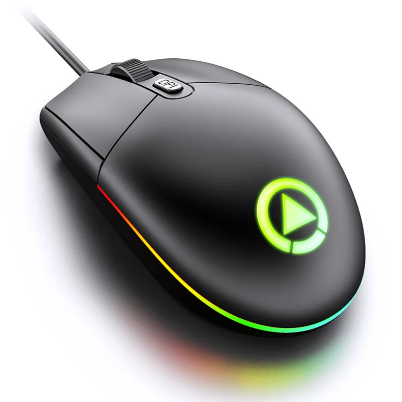 
Factory Wholesale RGB Adjustable 800 1200 1600 DPI Wired Game Mouse For Business Office Household 