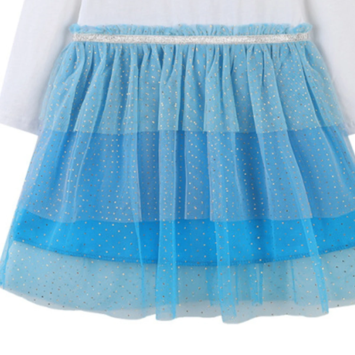 White Top And Blue Yarn Skirt Toddler Dress Girl 2-7 Year Old Girl Clothes