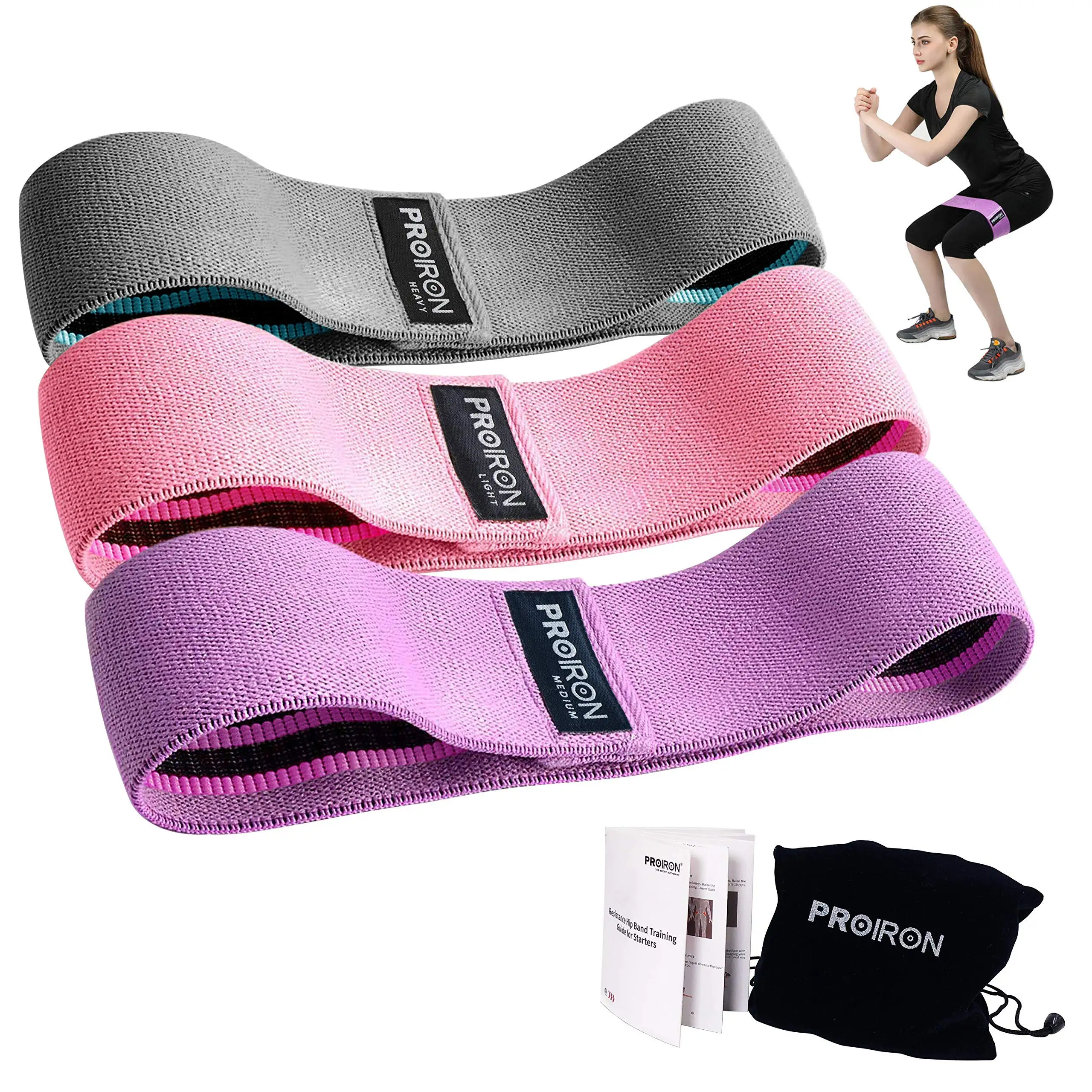 PROIRON Wide Anti-slip Fabric Resistance Bands Cotton Hip Circle Band for Sports Posture Corrector Exercise equipment