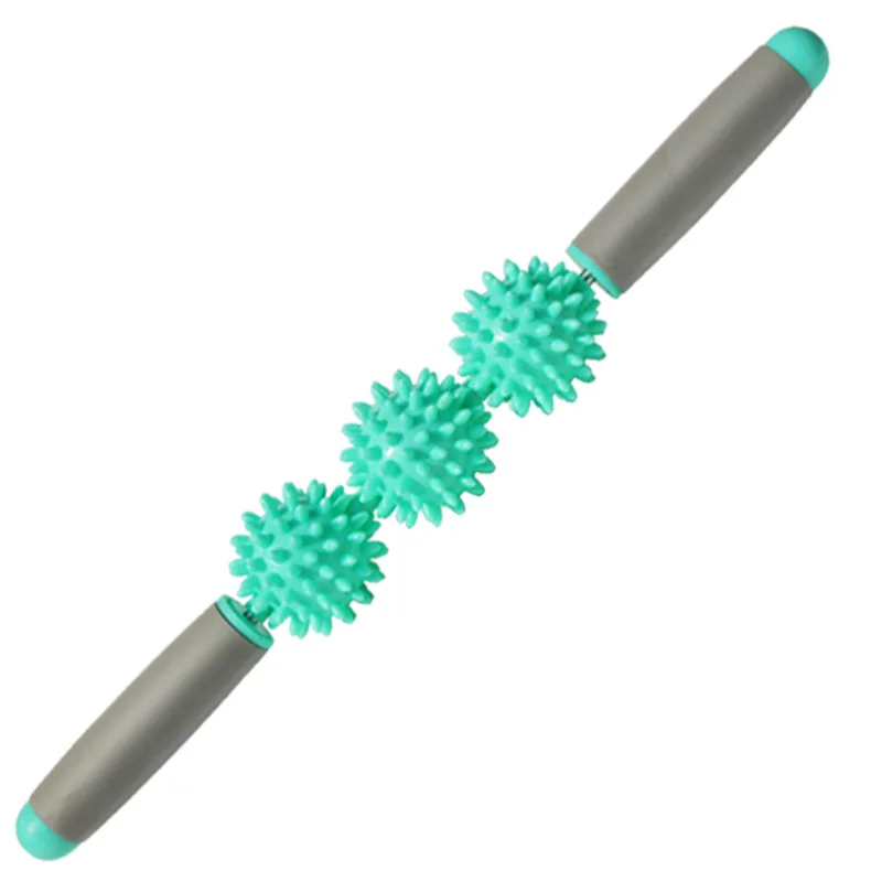  Gym Muscle Massage Three Balls Roller Yoga Fascia Stick Body Relax Tool Sticks Point Spiky
