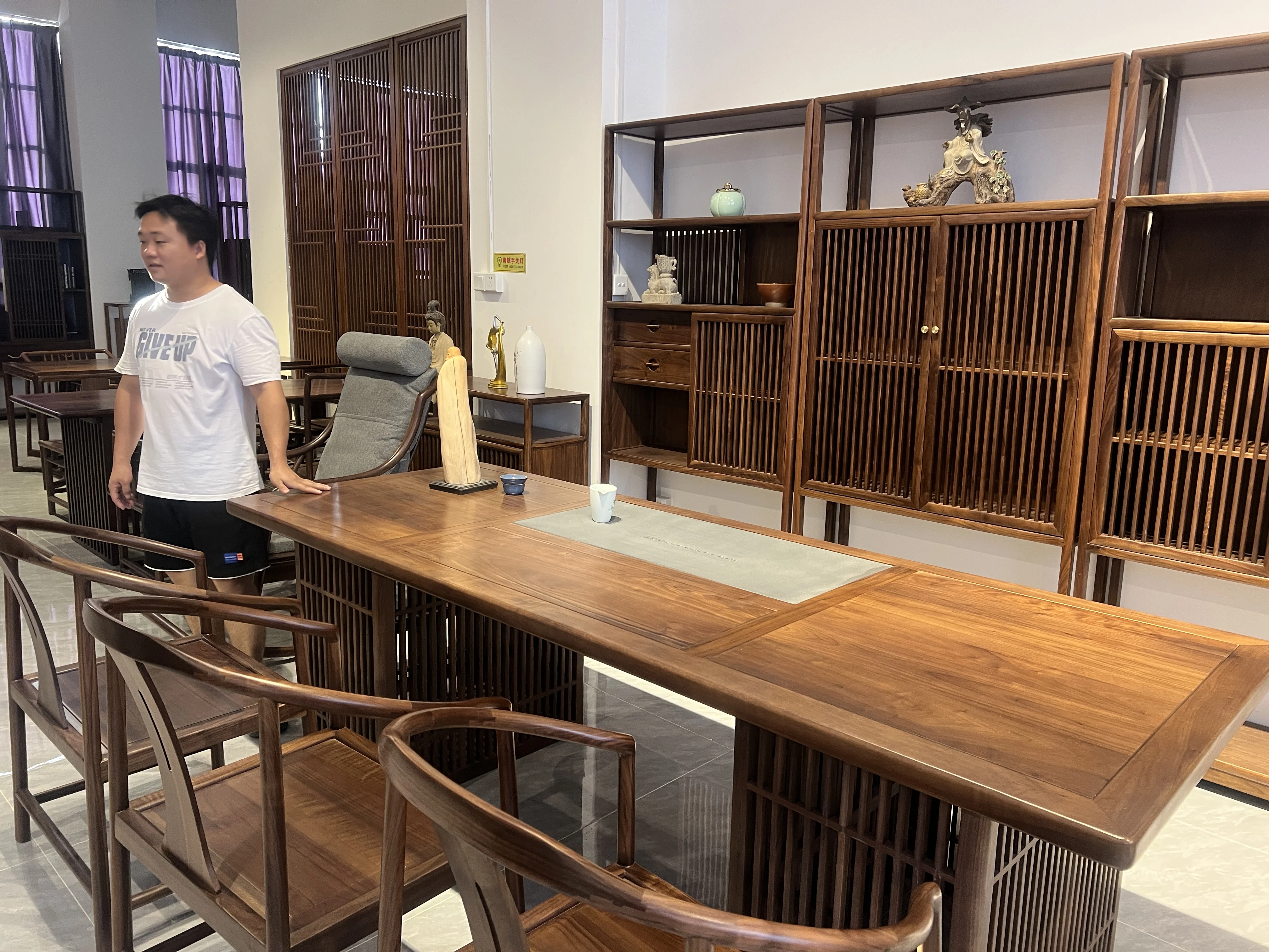 AJJ-YS253 New Chinese tea table and chair combination of solid wood furniture home office antique study tea table