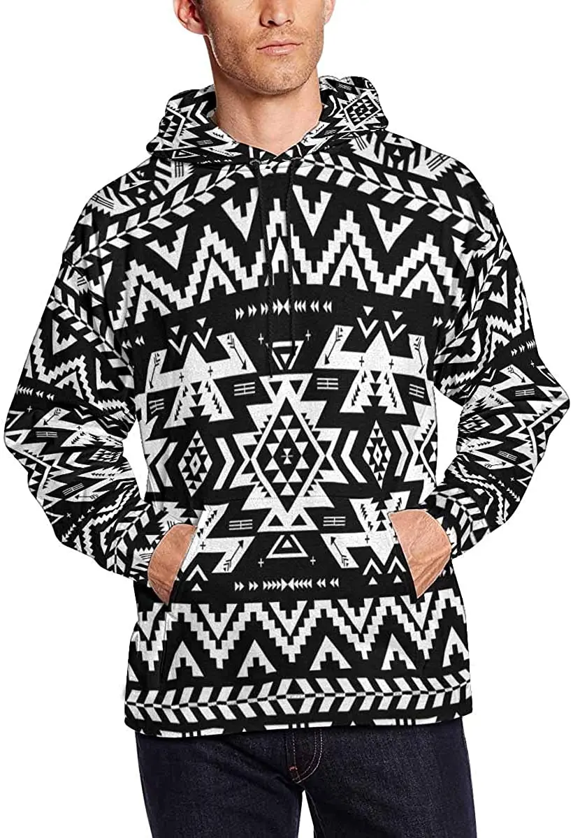 design Western Tribal aztec pullover clothing pocket geometric pattern 3xl print pullover aztec sweatshirt hoodie for men