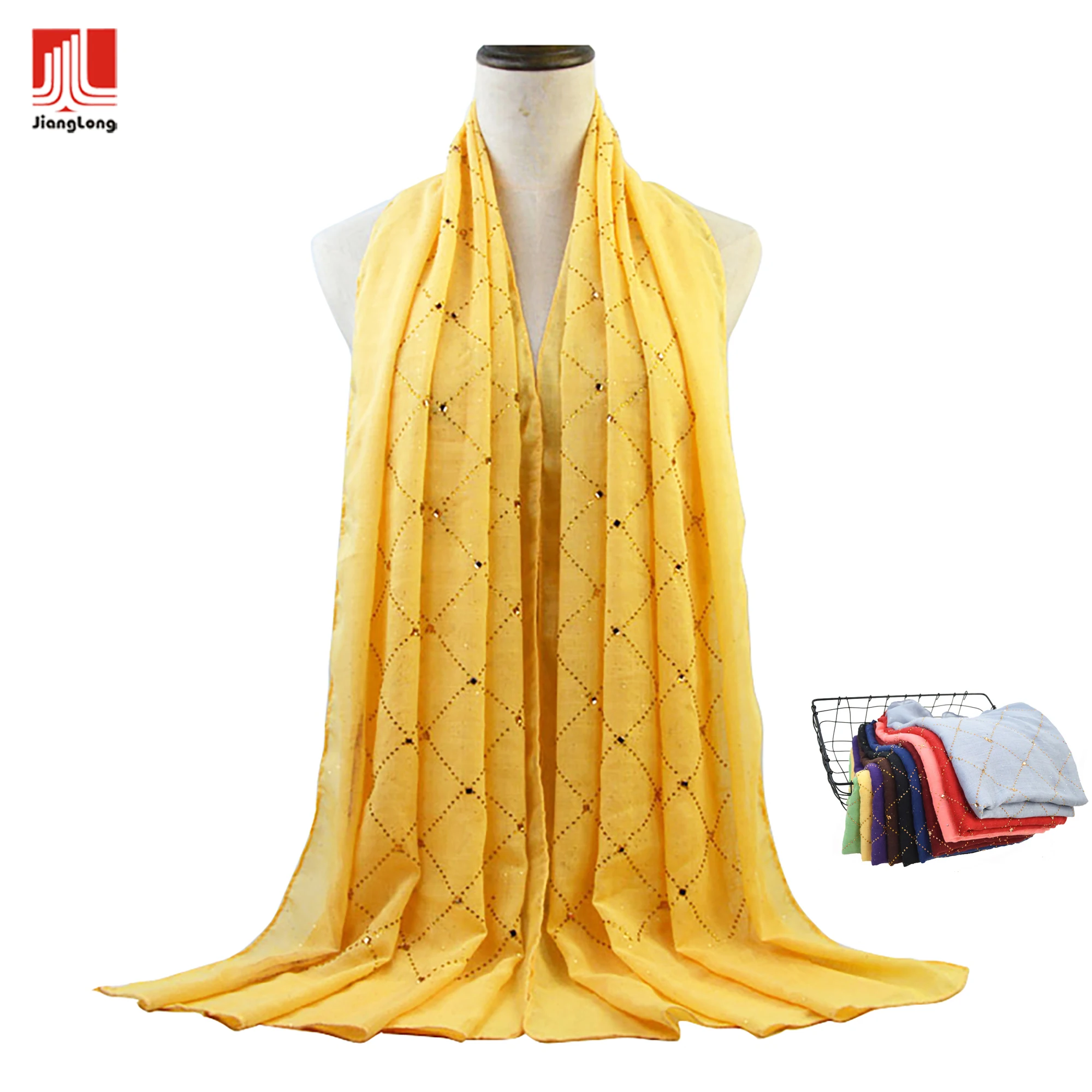 Новый дизайн, хлопковый легкий геометрический Блестящий шарф-гвоздик и шарф из фольги, Женский хиджаб