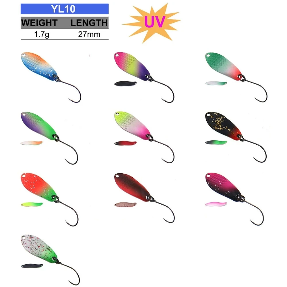 1.7g 27mm Pink UV Trout Fishing spoon Lure Single Hook Metal Spoon Lures  Artificial Bait Bass Perch Spinner